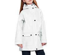 maoo garden Girls' Rain Jackets Kids Waterproof Raincoat Lightweight Flower Lining Spring Windbreaker, Blanco Frío, 9-10 Jahre