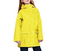 maoo garden Girls' Rain Jackets Kids Waterproof Raincoat Lightweight Flower Lining Spring Windbreaker, Amarillo Limón, 11-12 Jahre