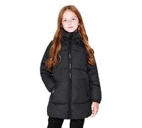 maoo garden Girls Winter Long Puffer Lightweight Coat Thick Padded Soft Fleece Jacket with Hood 817 Black 13-14Y