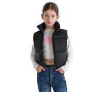 maoo garden Girls Winter Puffer Vest Gilet Faux-Down Short Cropped Lightweight Water-Resistant Big Girls Sleeveless Jacket Black 10Y