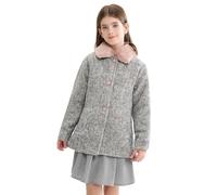 maoo garden Girls Wool Pea Coat Winter Jacket Fur Collar Toddler Kids Cute Dress Coat Grey 8Y
