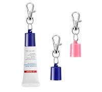 Maoolmht Keychain Cap Compatible with Aquaphor 0.35 oz Lip Balm, Portable Holder Keychain Cap Compatible with Aquaphor Lip Repair Tubes (Blue+Pink)