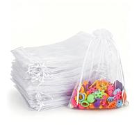 MAOOY 100Pcs White Organza Bags 15x20cm Small Gift Pouches, Gift Bags with Drawstring, Jewelry Pouches, Grape Protection Pouches, Clear Mesh Pouches for Wedding, Christmas, Birthday, Anniversary