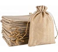 MAOOY 20pcs Hessian Bags with Drawstring,17X23cm Small Jute Bag, Reusable Gift Bags,Favour Fabric bags for Present Wedding Party Jewelry Halloween Christmas Advent Calendar (Natural Linen Color)