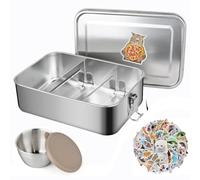 MAOOY 2400ml Stainless Steel Lunch Box Leakproof with Separation and Sealing Ring, Eco Friendly and BPA Free, Large with Salad Container for Adults