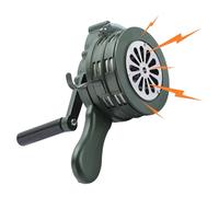 MAOPINER Handheld 110db Air Raid Siren, Aluminium Alloy, Green, Manual Crank, Emergency Alarm Siren