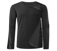 Maopotoufu Unisex Post Shoulder Surgery Recovery Shirts - Full Tear Away Snap Long Sleeve Men Chemo Port Shirts for Men Women, Black, M