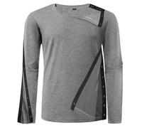 Maopotoufu Unisex Post Shoulder Surgery Recovery Shirts - Full Tear Away Snap Long Sleeve Men Chemo Port Shirts for Men Women, Grey, XL