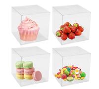 MAOQYE 10PCS 12x12x12cm Clear Wedding Favour Boxes with Protective Film, Large PVC Transparent Square Gift Boxes for Party Gift Candy Birthday Cake