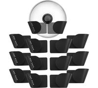 MAOQYE 12Pcs Pot Lid Racks Wall Mount Pan Lid Holder Punch-Free Pot Lid Storage Organizer Adjustable Hanging Pan Cover Organizer Plastic Cutting Board Storage for Home Kitchen (Black)