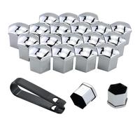 MAOQYE 20 Pieces Wheel Nut Cap, Universal Tyre Nut Covers Wheel Bolt Nut Caps Covers with Removal Tool for Cars, Hexagonal Wheel Nut Caps Bolt Covers, Wheel Nut Covers Wheel Trims (Silver, 19mm)