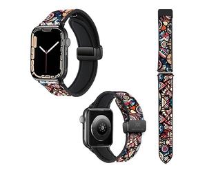Maori Color Silicone and Genuine Leather Watch Strap for Apple Iwatch 22 mm (38/40/41/42/44/45mm)