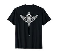 Maori Manta Ray Tattoo Backprint Ocean Spirit Design T-Shirt