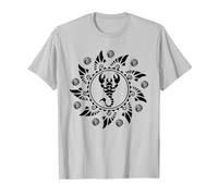Maori Polynesian Tattoo Scorpion Scorpio Star Sign Sun Moon T-Shirt, Men, Silver Grey, Medium