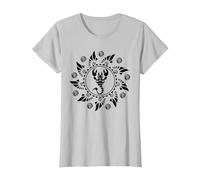 Maori Polynesian Tattoo Scorpion Scorpio Star Sign Sun Moon T-Shirt, Women, Silver Grey, X-Large
