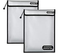 MAOSEMSI Fireproof Document Bag - Waterproof Fireproof Money Bag for Cash with Zipper, Fireproof Pouch for Important Document Storage | Fireproof Bags for Documents,Money (2 pack Gray, 15“ x 11")