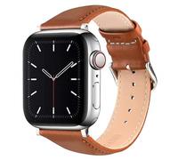 MAOSEMSI Leather Bands Compatible with Apple Watch Band 38mm 40mm 42mm 44mm， Upgrade Genuine Leather Replacement Strap Women Men for iWatch SE & Series 6/5/4/3/2/1(Brown， 42mm/44mm)