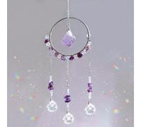 MAOSGO Sun Catcher Amethyst Crystal Suncatchers for Windows Hanging, Rainbow Maker Prism Crystals with Chain Pendant Ornament Crystal Balls for Home Garden Indoor Outdoor Wall Party Decor for Gift