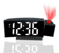 Maoskax Innovative Projection Alarm Clock, Digital Clocks Bedside with Temperature Date, Adjustable Brightness, Snooze, LED Curved Screen Clocks for Bedrooms Office Home Desktop