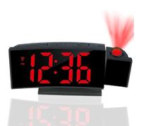 Maoskax Innovative Projection Alarm Clock, Digital Clocks Bedside with Temperature Date, Adjustable Brightness, Snooze, LED Curved Screen Clocks for Bedrooms Office Home Desktop