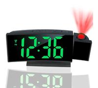 Maoskax Innovative Projection Alarm Clock, Digital Clocks Bedside with Temperature Date, Adjustable Brightness, Snooze, LED Curved Screen Clocks for Bedrooms Office Home Desktop