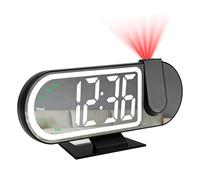 Maoskax Projection Alarm Clock Digital LED Clocks for Bedroom Bedside with Colorful Decoration Light Adjustable Brightness Snooze Temperature Date Week 12/24H Display Night Mode for Home Office