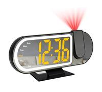 Maoskax Projection Alarm Clock Digital LED Clocks for Bedroom Bedside with Colorful Decoration Light Adjustable Brightness Snooze Temperature Date Week 12/24H Display Night Mode for Home Office