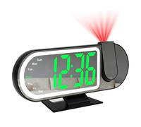 Maoskax Projection Alarm Clock Digital LED Clocks for Bedroom Bedside with Colorful Decoration Light Adjustable Brightness Snooze Temperature Date Week 12/24H Display Night Mode for Home Office