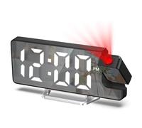 Maoskax Projection Alarm Clocks for Bedroom LED Digital Clock 180° Rotatable Projector Mirror Display Snooze Date Temperature 12/24H 3-Level Brightness for Home Office (Adapter Not Included)