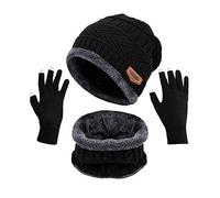 MAOTN Winter Fleece Hat Scarf Touch Screen Gloves 3-Piece Set, Outdoor Adult Men And Women Warm Scarf,Style3,One Size