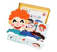 Maouira Interactive Play Toy Childrens Emotion Recognition Game Soft Felt Face Parts for Creative Fun Preschool Emotion Recognition Puzzle