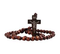 Maouira Stylish Wood Rosary Necklace Handcraft for Daily Devotions and Reflection Suitable for Various Spiritual Settings Handcraft Rosary