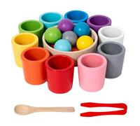 Maouira Wood Color Sorting Cups and Balls Toy to Develop Children Hand Eye Coordination and Logical Thinking Ability Early Learning Supply