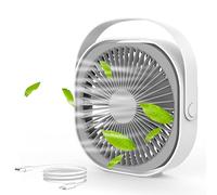 MAOW Desk Fan USB Silent Small Rechargeable 3 Speeds 360° Rotation 1500mAh Portable Quiet Operation Personal Cooling Fan for Home Office Bedroom Car Travel Camping