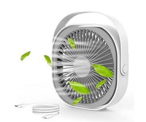 MAOW Desk Fan USB Silent Small Rechargeable 3 Speeds 360° Rotation 1500mAh Portable Quiet Operation Personal Cooling Fan for Home Office Bedroom Car Travel Camping