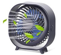MAOW USB Desk Fan Small Desktop Fan Silent 3 Speeds 360° Rotatable Head 2000mAh Rechargeable Fan Portable Fan Quiet Operation Personal Cooling Fan for Home Office Bedroom Car Travel Camping