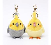 MAOWO Planet 2 Pcs Cockatiel Plush Keychain Set, Magnetic Interactive Bird Bag Charms that Chirp When Shaken, Cute Chubby Soft Toy Animal Backpack Pendant for Couples & Friends