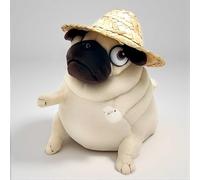 MAOWO Planet Funny Pug Plush Toy with Straw Hat - 6" Goofy Pug Dog Stuffed Animal - Soft & Huggable Weirdo Plushie Gift for Kids, Boys, Adults - Unique Birthday or Valentine’s Day Gift