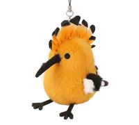 MAOWO Planet Hoopoe Bird Plush Keychain, Mini 9.5cm Stuffed Animal Bag Charm with Chirping Sound, Cute Fluffy Orange Bird Pendant with Black and White Crest for Backpacks and Keys