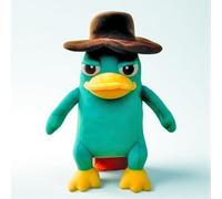 MAOWO Planet Perry The Platypus Plush Toy - 25cm Soft Blue Platypus Stuffed Animal with Brown Hat - Funny Cartoon Character Toy Gift for Boys, Girls, Fans & Collectors