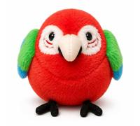 MAOWO Planet Scarlet Macaw Plush Keychain with Built-in Chirping Sound Maker, Bag Charm Pendant, 13.5 cm / 5.3 in