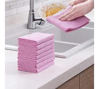 maoxiaohaier Coconut shell fine fiber cloth, kitchen dishwashing cloth, no oil, soft dry and wet dual cleaning cloth, water absorption does not remove hair cleaning cloth (pink, 5Pcs30*30cm)