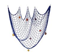 MaoXinTek Fish Net Wall Decor Nautical Mediterranean Style Photo Hanging Display Frame with Shells for Christmas Birthday Party Decorations Ornaments 79 x 40 inch Blue