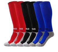 MaoXinTek Kids Soccer Socks Boys Knee High Long Football Socks, Nonslip Sport Compression Towel Bottom Pressure Athletic Stockings Gift for Children 8-12 Years Old, 3 Pairs