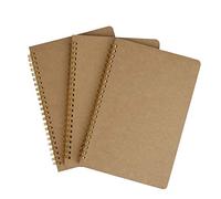 MaoXinTek Kraft Cover Notebooks A5, Wirebound Spiral Notepad Bulk Journals Steno Pads, Lined Paper/Blank Paper Sketch Book Memo Notepads for Home School Travel Writing Drawing (50 Sheets)