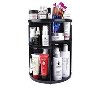 MaoXinTek Makeup Organiser, Cosmetic Storage Display Case 360 Degree Rotating Adjustable Spinning Holder Rack Large Capacity Fits Jewelry,Makeup Brushes, Lipsticks on Vanity, Countertop, Black