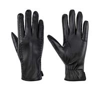 MaoXinTek Womens Gloves Warm PU Leather Cashmere Lining Thick Windproof Outdoor Full Touchscreen Hand Mittens for Driving Bicycling Black