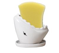 MaoYaMao Shark Shaped Sponge Holder Ceramic Dish Sponge Holder for Kitchen Sink Farmhouse Kitchen Decor Organizer for Sink Accessories,White