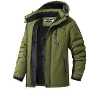 MAOYSSEN Men's Ski Jacket Warm Winter Snow Coat Waterproof Mountain Windbreaker Snowboarding Jacket Hooded for Hiking Traval, Army Green, S