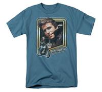 MAOZEEN Happy Days The Fonz T Shirt Mens Fonzie TV Show Slate Blue